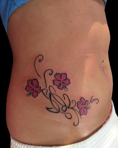 Tattoos - Hibiscus & Filigree Turtle - 117903